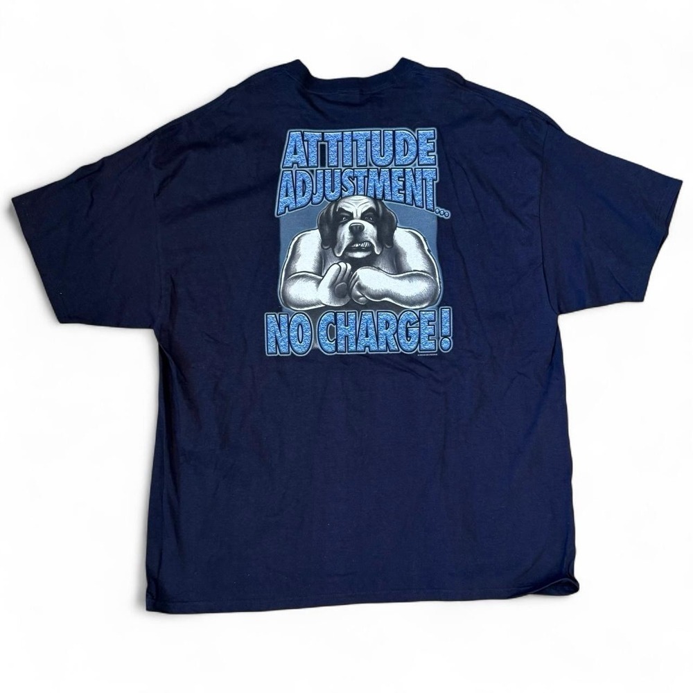 Vintage Big Dogs Attitude Adjustment Navy Blue Graphic Tee Men's 3X Dadcore Y2K